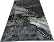 HU Sivý abstraktný obdĺžnikový koberec NEW IDEA 90321-0433 imitácia mramoru s čiernymi žilami Rozmer: 200x300 cm