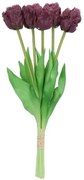 Kytica 5ks fialových realistických tulipánov Tulips Papagayo - 39 cm