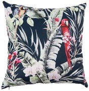 Čierna obliečka na vankúš s papagájom Ara - 45*45 cm