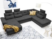 Sedacia súprava Madeira 3A, tmavá sivá látka, tvar pravé U%