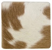 Kožený štvorcový podtáček hnedá / biela - 9 * 9 * 0,3 cm