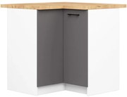 Spodná rohová kuchynská skrinka s doskou OLIWIA S90/90 biela / sivá