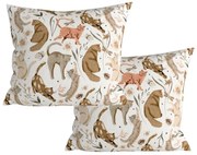Súprava 2 ks dekoračných návliečok na vankúš WILD CATS 45x45 cm, farebná