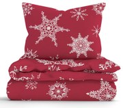 Vianočné bavlnené obliečky Renforcé – Snehové vločky červené