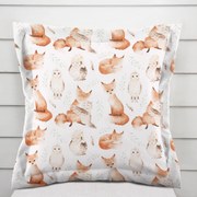 Biante Detská bavlnená obliečka na vankúš s lemom Sandra SA-523 Líšky a sovy na bielom 30 x 50 cm