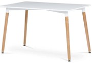 Stůl jídelní 120x80x76 cm, MDF, masiv / kovová kostrukce, bílá
