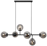 Závesné svietidlo Paris, 6x grafitové sklenené tienidlo, B