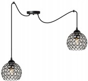 Závesné svietidlo Crystal Spider, 2x čierne krištáľové tienidlo