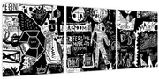 Obraz - Graffiti (s hodinami) (90x30 cm)