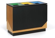Kôš na triedený odpad, 3x89 l, čierny/imitácia dreva