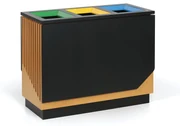 Kôš na triedený odpad, 3x89 l, čierny/imitácia dreva