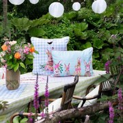 Modrý károvaný vankúš s králikmi Rabbio - 45*15*35cm