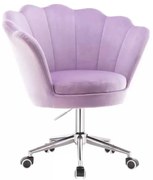 LuxuryForm DESIGN Kreslo FREY VELUR na striebornej podstave s kolieskami - levanduľa