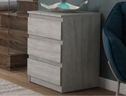 Skrinka/vysoký nočný stolík Carlos 40 cm, šedý beton, 3 zásuvky%