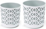 PLASTOVÝ KVETINÁČ ETNIC SADA 2KS 14,8X13,9 CM+20,1X19,5 CM BIELA