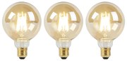 Sada 3 LED žiaroviek E27 Dim to Warm G95 zlatá 8W 806lm 2000-2700K