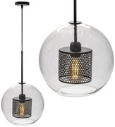 Toolight - Sklenená závesná lampa loft APP557-1CP 20cm 1xE27 60W, čierna, OSW-08750