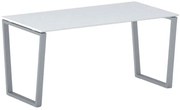 Kancelársky stôl PRIMO IMPRESS, 160x80 cm, sivostrieborná podnož, biela