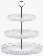 Trojposchodová servírovacia tácka Curly z drážkovaného skla