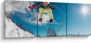 Obraz - Snowboardista (s hodinami) (90x30 cm)