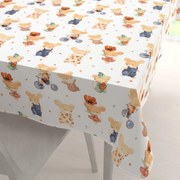 Biante Detský bavlnený obdĺžnikový obrus Sandra SA-611 Hravé myšky na bielom 50x100 cm