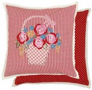 Povlak na vankúš Flower Basket red s výšivkou - 40 * 40cm