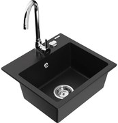 Mexen Milo, 1-komorový granitový drez 43,5x41 cm a kuchynská batéria Telma, chrómová, 6505-77-670200-00