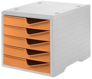 Triediaci box, 5 zásuviek, sivá/oranžová
