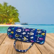 Plážové ležadlo v ruličke RYBKY 148x52 cm, čierno-biele