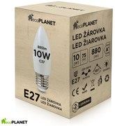 BERGE LED žiarovka - ecoPLANET - E27 - 10W - sviečka - 880Lm - teplá biela