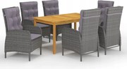 vidaXL 7-dielna záhradná jedálenská súprava sivá