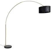 Oblúková lampa mosadz s čiernym textilným tienidlom čierna 50 cm - XXL
