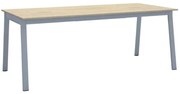 Rokovací kancelársky stôl PRIMO BASIC, 200x90 cm, sivostrieborná podnož, dub prírodný