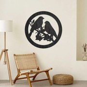 Drevený obraz na stenu vtáky na konári | SENTOP PR0517