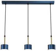 Závesné svietidlo Arena, 3x tmavomodré kovové tienidlo, db/g