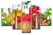 Sablio Obraz - 5-dílný Dinosauři 4 - 125x90 cm