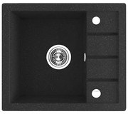 Laveo Trzynastka, 1-komorový granitový drez 570x495x185 mm, čierna škvrnitá, LAV-SBP_713T