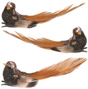 Súprava vtáčikov na klipe, čierno/hnedá, 3 ks