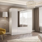 ŠATNÍKOVÁ SKRIŇA NESSIE BIELY LESK 4D2 PUSH + ZRKADLÁ