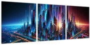 Obraz - Mesto budúcnosti (s hodinami) (90x30 cm)