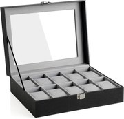 Box na hodinky Watch1, 25,5x7,8x20,2 cm, čierna/sivá