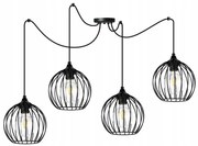 Závesné svietidlo Toronto Spider, 4x čierne drôtené tienidlo