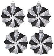 Sada 4ks čierno-šedá sklenená ozdoba - 10*3*10 cm