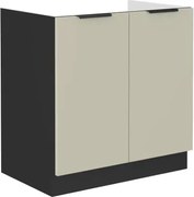 Kuchynská drezová skrinka Arona, 80 cm, kašmírová/čierna%