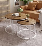 OKRÚHLY KONFERENČNÝ STOLÍK LEONARDO 2 v 1 DUB STIRLING + BIELY PODSTAVEC