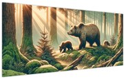 Obraz - Medvede v lese (120x50 cm)