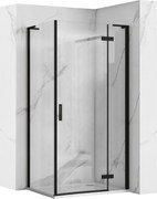Sprchovací kút REA HUGO BLACK 80/dvere x 90/zástena cm, čierny/transparent - bez vaničky