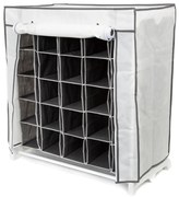 Čierno-biely textilný stojan na topánky Compactor Shoes, 25 priehradiek