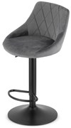 Barová stolička KAST - zamatová sivá, čierna - vintino.sk