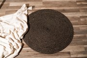 Čierny prírodný okrúhly jutový koberec - 90 cm